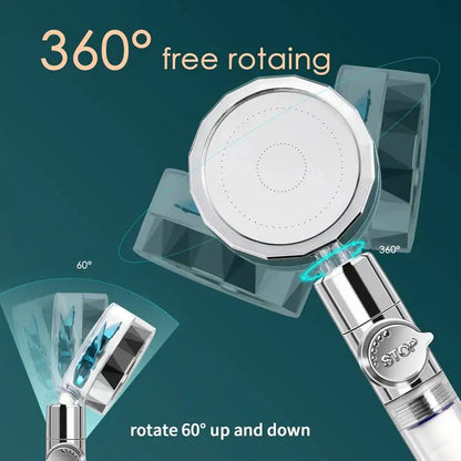 Shower Head High Pressure Water Saving Spray 360 Rotated Rainfall Shower Head Bathroom Hand-Held Pressurized Eco Massage Shower