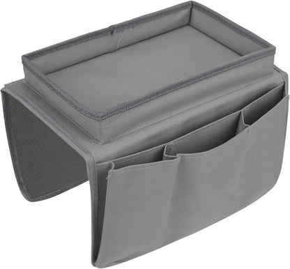 2 in 1 Waterproof Armrest Covers Sofa Arm Organizer with 14 Pockets for Tablet Magazines TV Remote Holder, Anti-Slip Recliner Couch Armchair Slipcover Furniture Sofa Arm Protector Storage Caddy Pouch