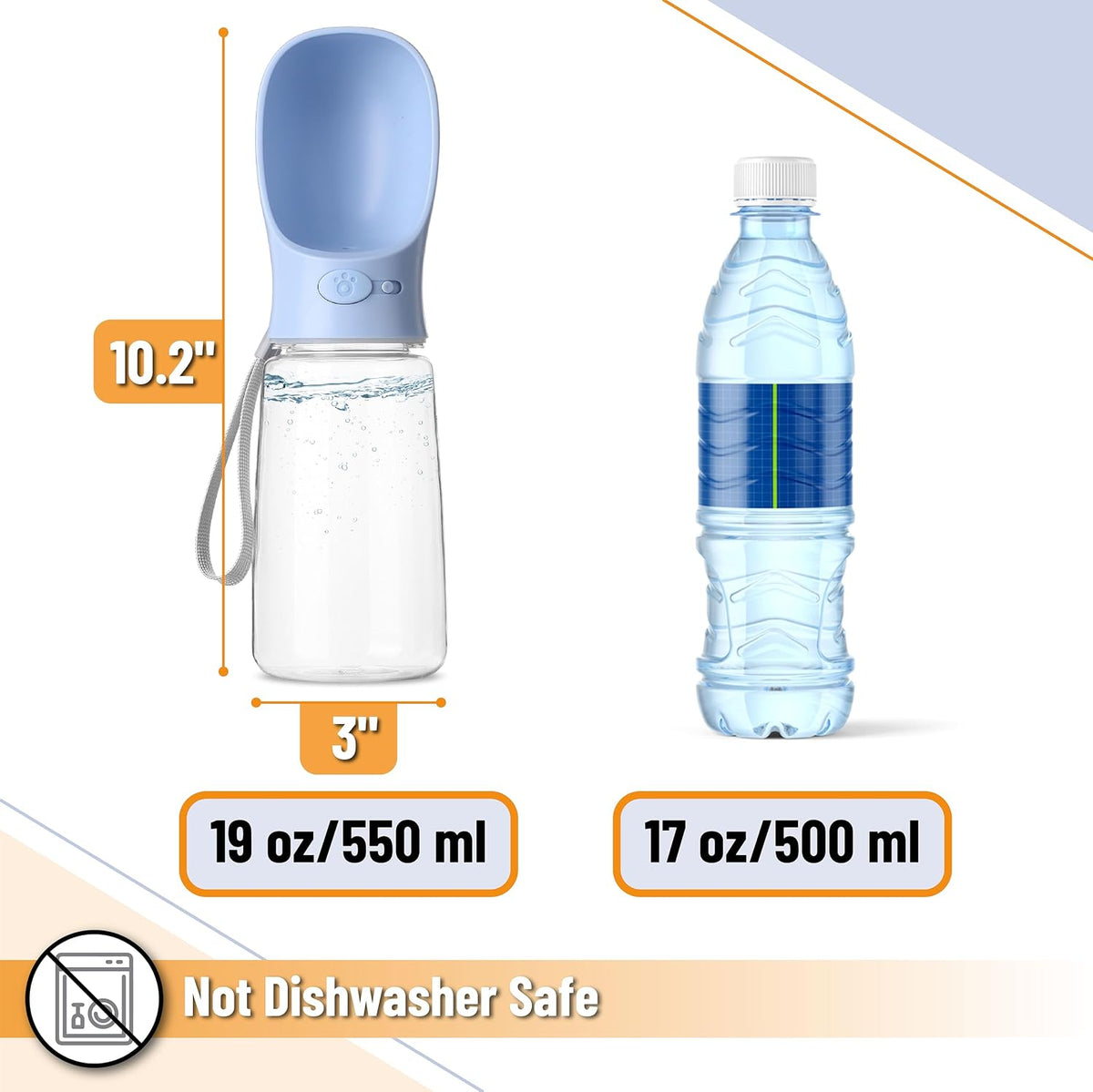 - Portable Dog Water Bottle, 19 Oz, Large